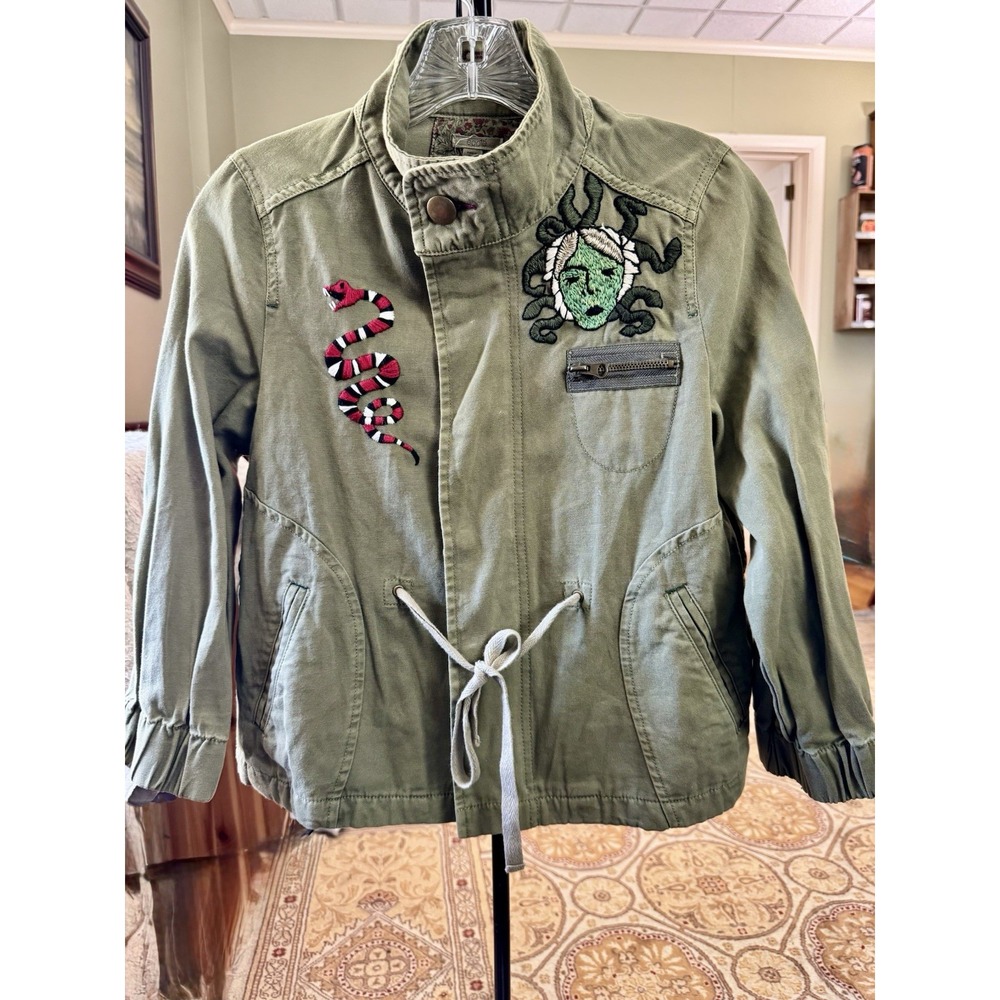 Ecote Urban Outfitters‎ Military Jacket Gathered Waist Snake Medusa Zip S/Small